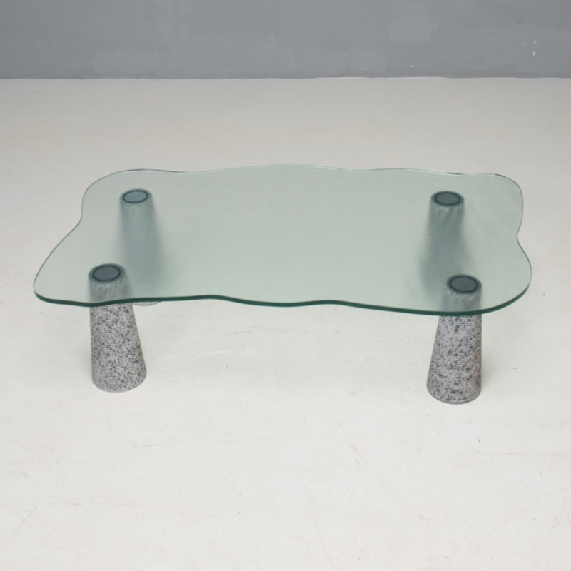 Italian Casigliani Grey Marble & Textured Glass Coffee Table, 1980s - REHAUS - Casigliani