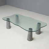 Italian Casigliani Grey Marble & Textured Glass Coffee Table, 1980s - REHAUS - Casigliani