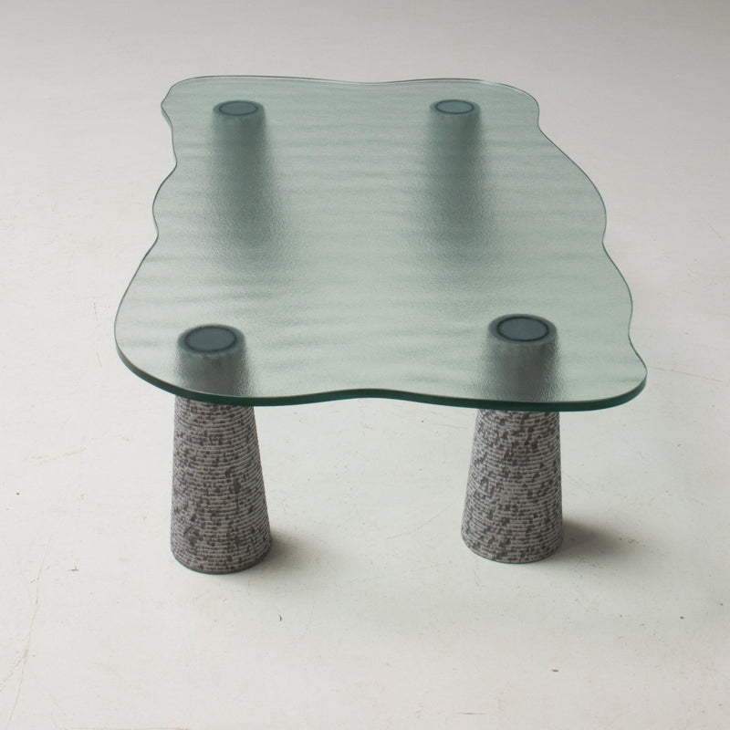 Italian Casigliani Grey Marble & Textured Glass Coffee Table, 1980s - REHAUS - Casigliani