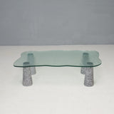 Italian Casigliani Grey Marble & Textured Glass Coffee Table, 1980s - REHAUS - Casigliani