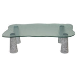 Italian Casigliani Grey Marble & Textured Glass Coffee Table, 1980s - REHAUS - Casigliani