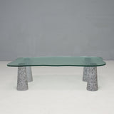 Italian Casigliani Grey Marble & Textured Glass Coffee Table, 1980s - REHAUS - Casigliani