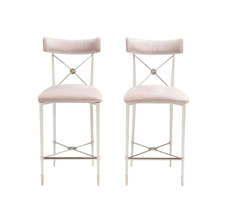 Jonathan Adler Grey Velvet Rider Counter Stools, Set of 2 - REHAUS - Jonathan Adler