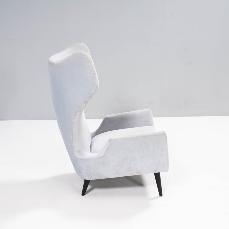 Jonathan Adler Light Blue Velvet Milano Wing Armchair - REHAUS - Jonathan Adler