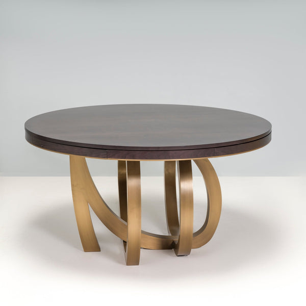 Jonathan Baring Quilted Maple And Brass Round Extending Dining Table - REHAUS - Jonathan Baring