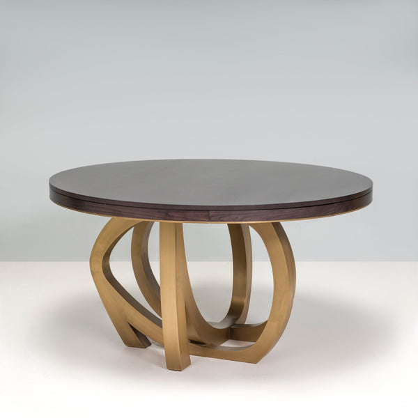 Jonathan Baring Quilted Maple And Brass Round Extending Dining Table - REHAUS - Jonathan Baring