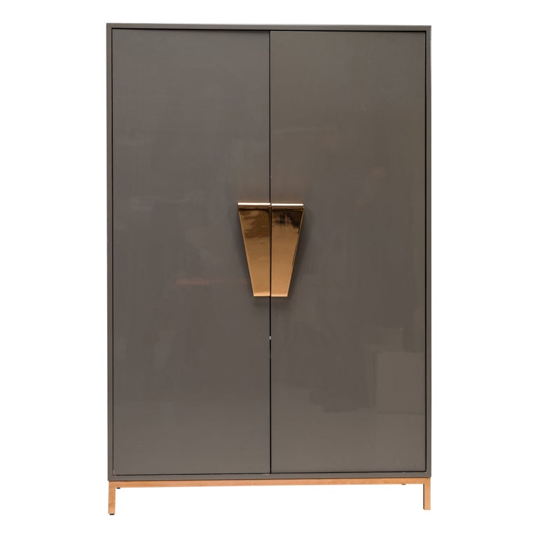 Kelly Hoppen Grey Lacquered Shield Cabinet - REHAUS - Kelly Hoppen