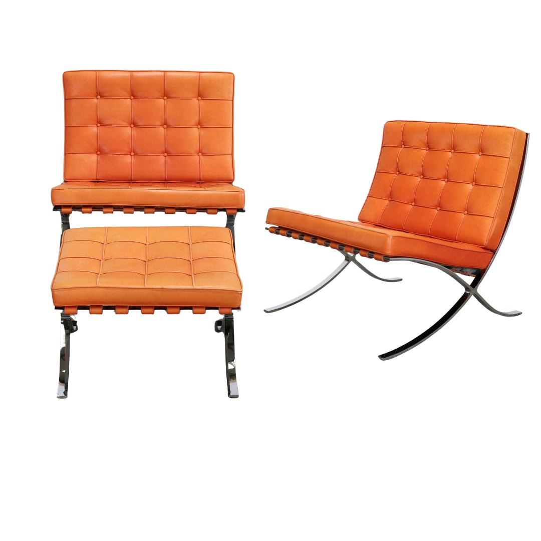 Knoll Barcelona Chairs and Footstool by Mies van der Rohe @ REHAUS