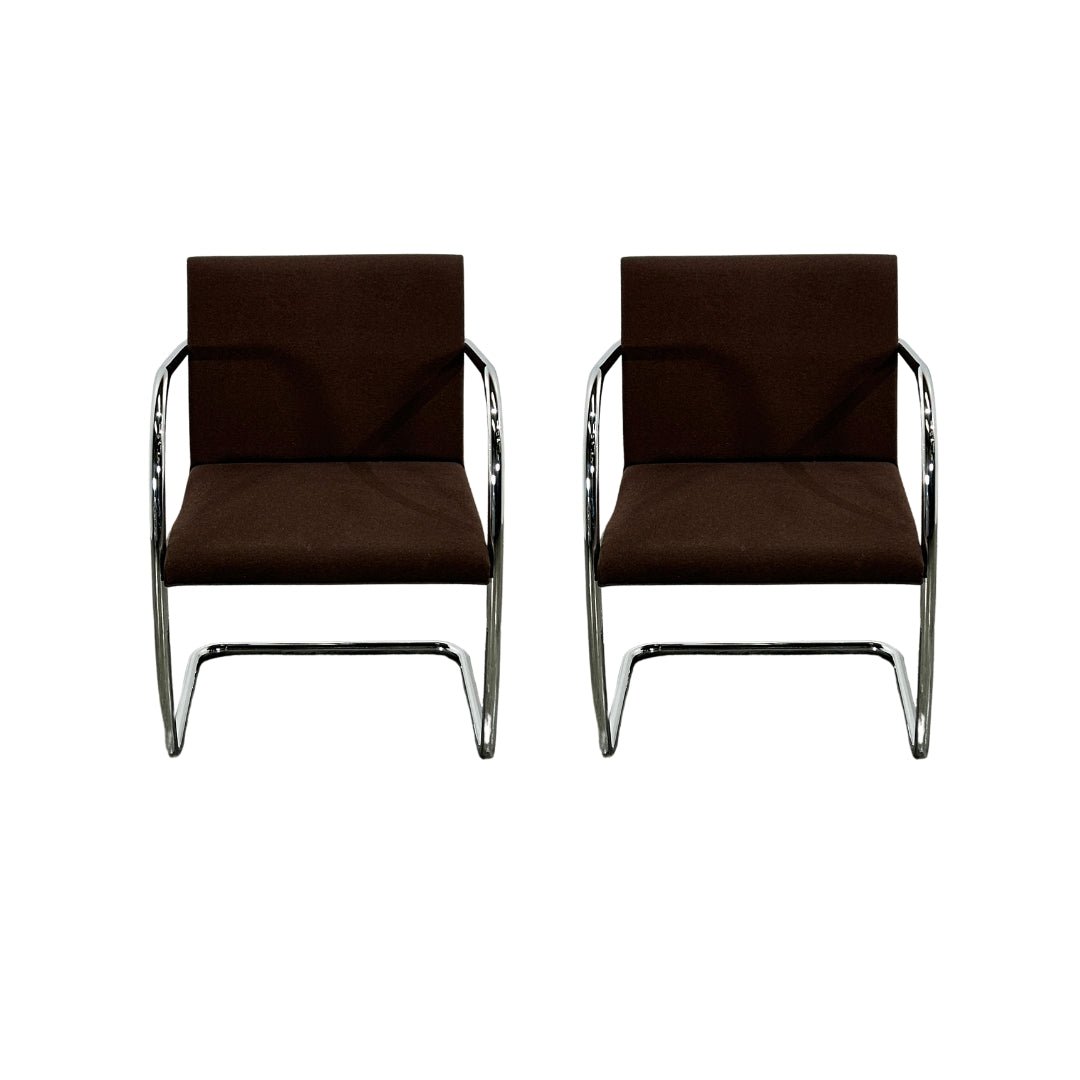 Knoll Brno Brown Tubular Chair by Ludwig Mies van der Rohe, Set of Two @ REHAUS