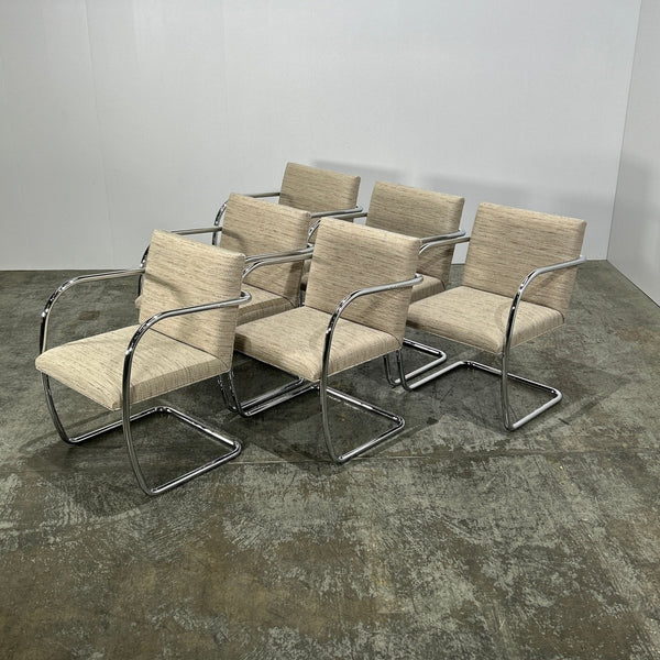 Knoll Brno Cream Tubular Chair by Ludwig Mies van der Rohe, Set of Six @ REHAUS