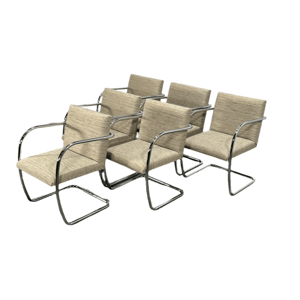 Knoll Brno Cream Tubular Chair by Ludwig Mies van der Rohe, Set of Six @ REHAUS