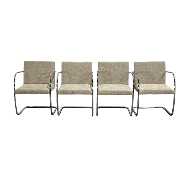 Knoll Brno Grey Tubular Chair by Ludwig Mies van der Rohe, Set of Four