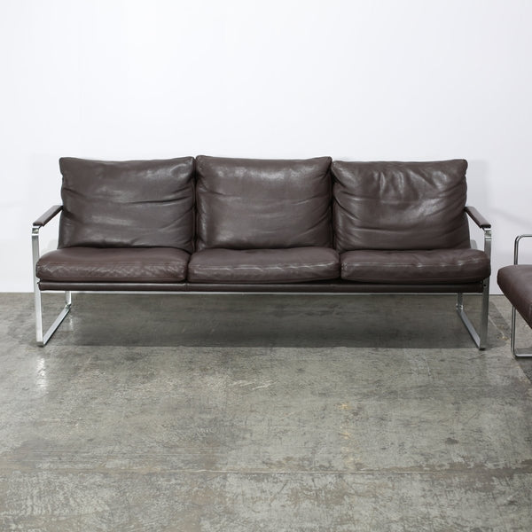 Knoll Brown Leather Fabricius Sofa @ REHAUS
