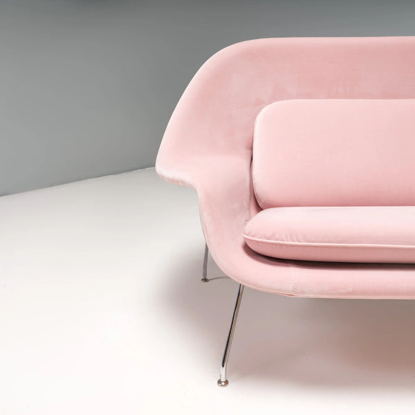 Knoll by Eero Saarinen Womb Dusty Pink Velvet Settee Sofa - REHAUS - Eero Saarinen