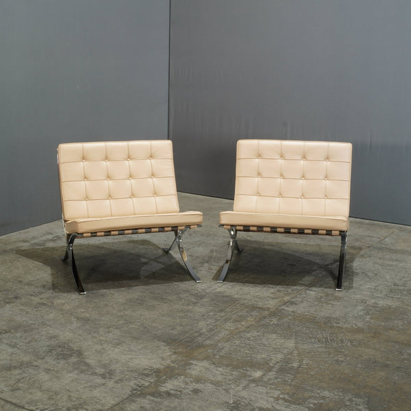 Knoll Cream Leather Barcelona Lounge Chair by Mies van der Rohe @ REHAUS