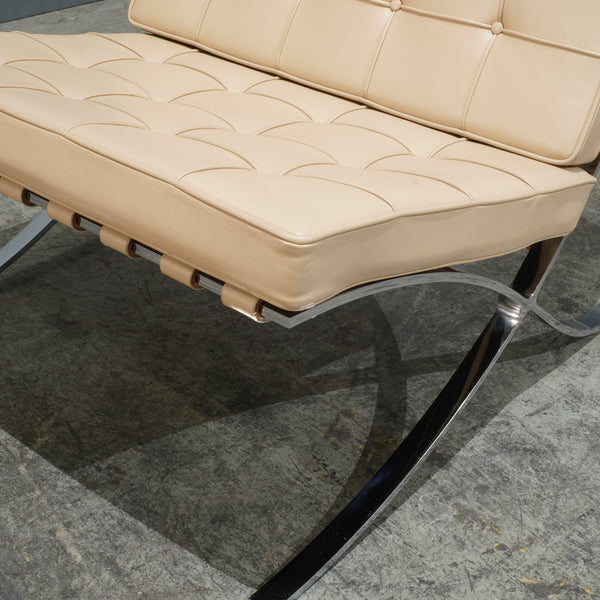 Knoll Cream Leather Barcelona Lounge Chair by Mies van der Rohe @ REHAUS