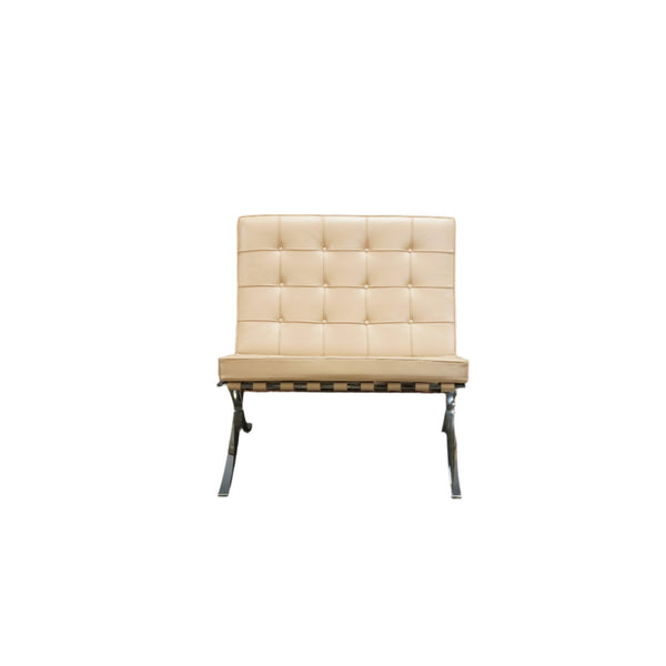 Knoll Cream Leather Barcelona Lounge Chair by Mies van der Rohe @ REHAUS