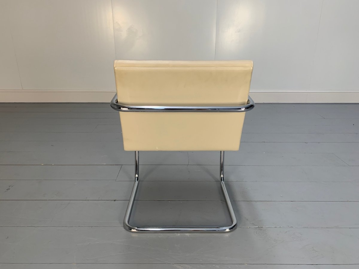 Knoll Studio Brno Armchair Suite in Chrome & Pale Ivory Leather, Set of six @ REHAUS