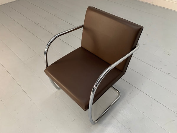 Knoll Studio Brno Tubular Lounge Chair Armchair - in Mid Brown Leather @ REHAUS