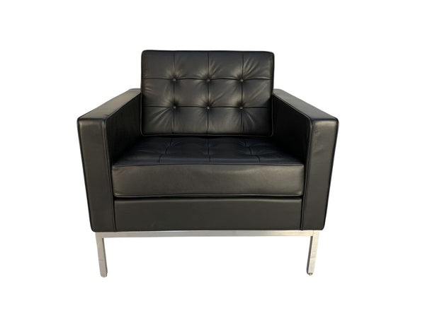 Knoll Studio Florence Knoll Lounge Chair Armchair - In Black Volo Leather