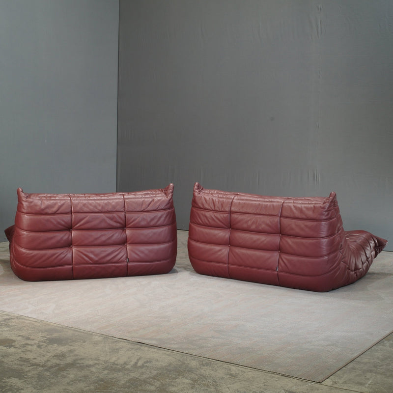 Ligne Roset 2 Seater Burgundy Leather Togo Sofa by Michel Ducaroy @ REHAUS