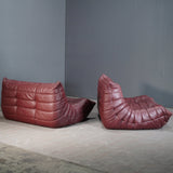 Ligne Roset 2 Seater Burgundy Leather Togo Sofa by Michel Ducaroy @ REHAUS