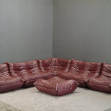 Ligne Roset 2 Seater Burgundy Leather Togo Sofa by Michel Ducaroy @ REHAUS