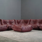 Ligne Roset 2 Seater Burgundy Leather Togo Sofa by Michel Ducaroy @ REHAUS