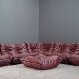 Ligne Roset 2 Seater Burgundy Leather Togo Sofa by Michel Ducaroy @ REHAUS