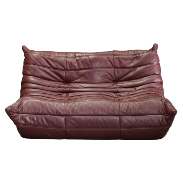 Ligne Roset 2 Seater Burgundy Leather Togo Sofa by Michel Ducaroy @ REHAUS