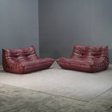 Ligne Roset 2 Seater Burgundy Leather Togo Sofa by Michel Ducaroy @ REHAUS