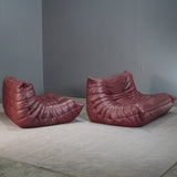 Ligne Roset 2 Seater Burgundy Leather Togo Sofa by Michel Ducaroy @ REHAUS