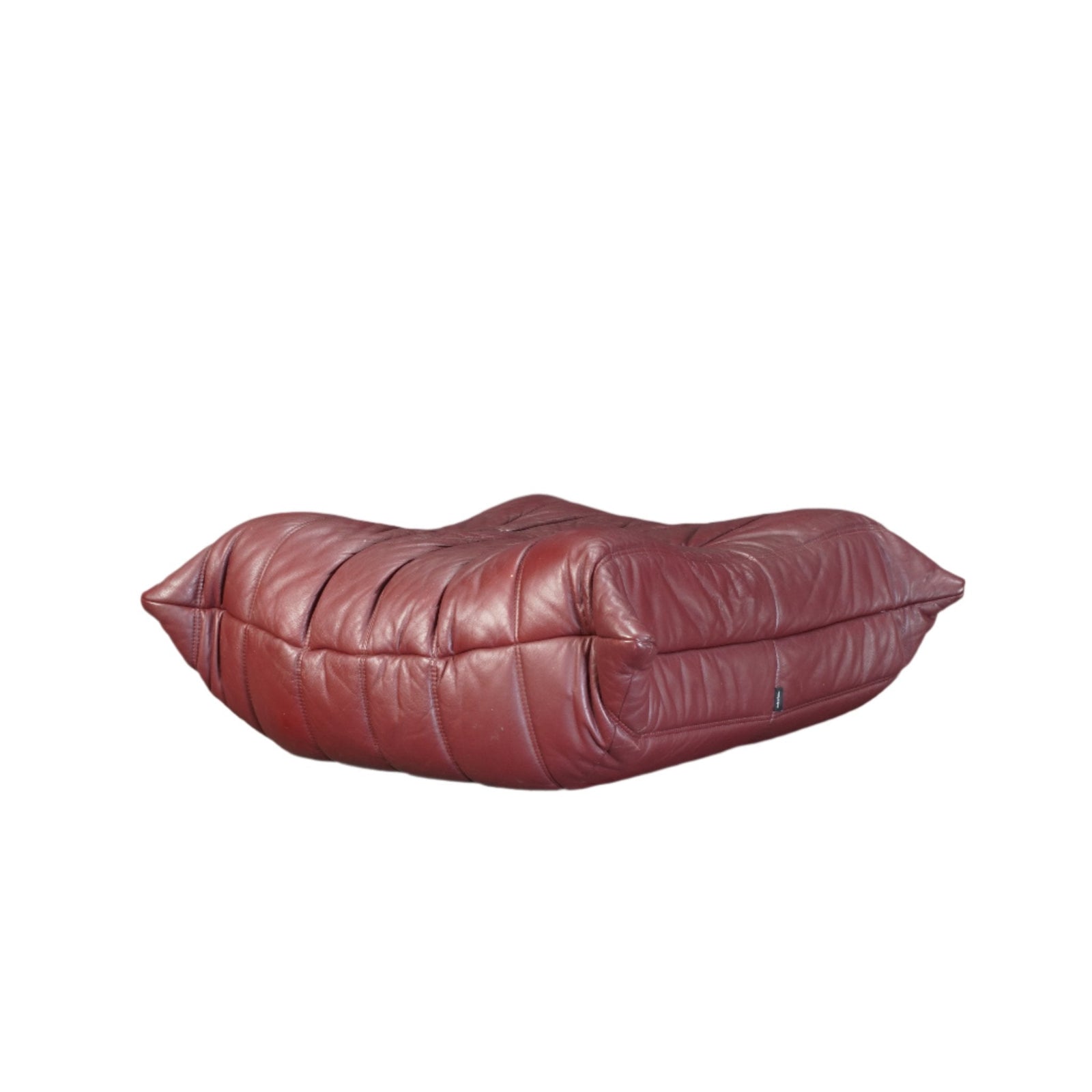 Ligne Roset Burgundy Leather Modular Sofas and Footstool, by Michel Ducaroy, Set of Six @ REHAUS