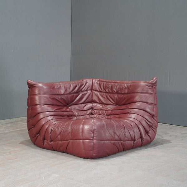 Ligne Roset Burgundy Leather Togo Corner Sofa by Michel Ducaroy @ REHAUS