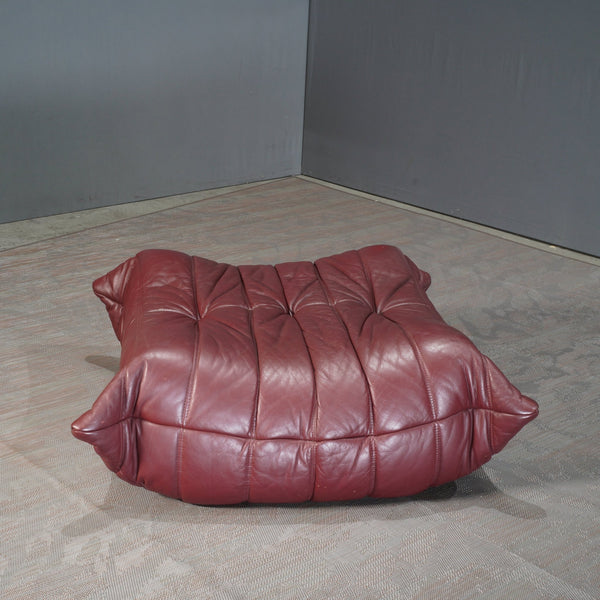 Ligne Roset Burgundy Leather Togo Footstool by Michel Ducaroy @ REHAUS