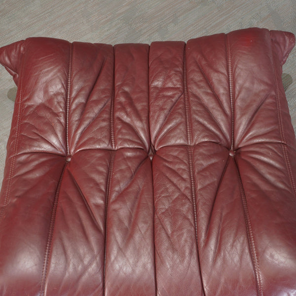 Ligne Roset Burgundy Leather Togo Footstool by Michel Ducaroy @ REHAUS