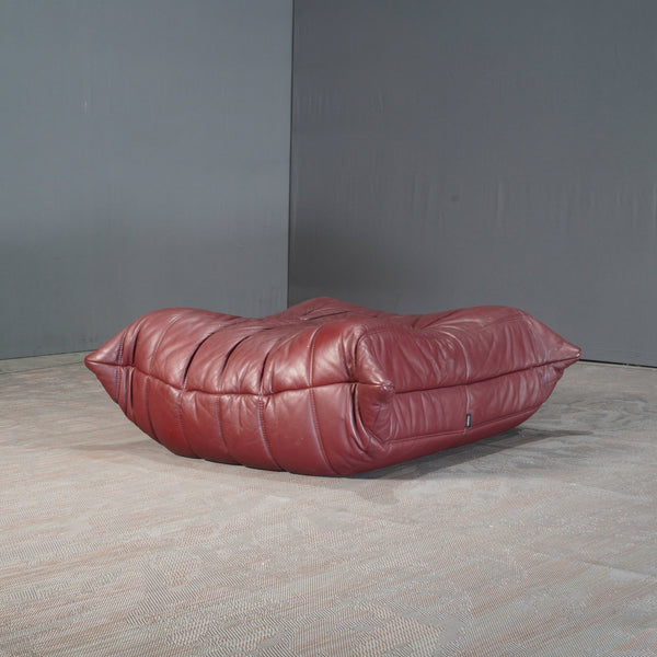 Ligne Roset Burgundy Leather Togo Footstool by Michel Ducaroy @ REHAUS