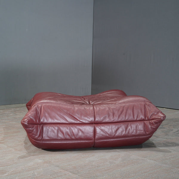 Ligne Roset Burgundy Leather Togo Footstool by Michel Ducaroy @ REHAUS