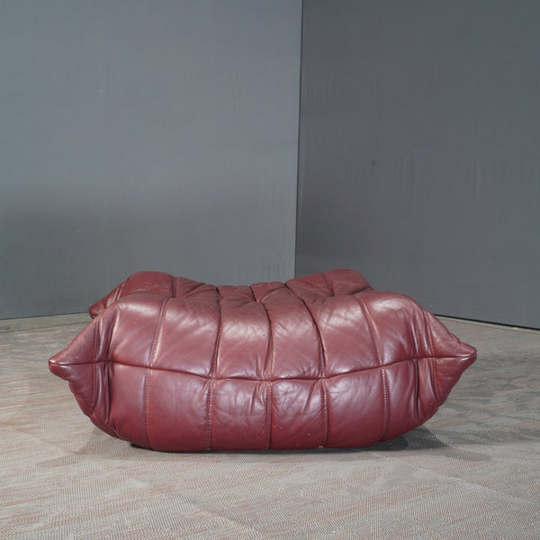 Ligne Roset Burgundy Leather Togo Footstool by Michel Ducaroy @ REHAUS