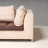 Ligne Roset by Didier Gomez Feng Ivory and Brown Leather Three - Seat Sofa - REHAUS - Didier Gomez