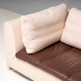 Ligne Roset by Didier Gomez Feng Ivory and Brown Leather Three - Seat Sofa - REHAUS - Didier Gomez