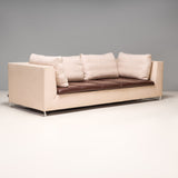 Ligne Roset by Didier Gomez Feng Ivory and Brown Leather Three - Seat Sofa - REHAUS - Didier Gomez