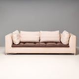 Ligne Roset by Didier Gomez Feng Ivory and Brown Leather Three - Seat Sofa - REHAUS - Didier Gomez