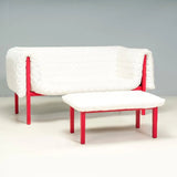 Ligne Roset by Inga Sempé Ruché White Velvet and Red Sofa & Footstool - REHAUS - inga sempe