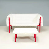 Ligne Roset by Inga Sempé Ruché White Velvet and Red Sofa & Footstool - REHAUS - inga sempe