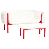 Ligne Roset by Inga Sempé Ruché White Velvet and Red Sofa & Footstool - REHAUS - inga sempe