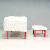 Ligne Roset by Inga Sempé Ruché White Velvet and Red Sofa & Footstool - REHAUS - inga sempe