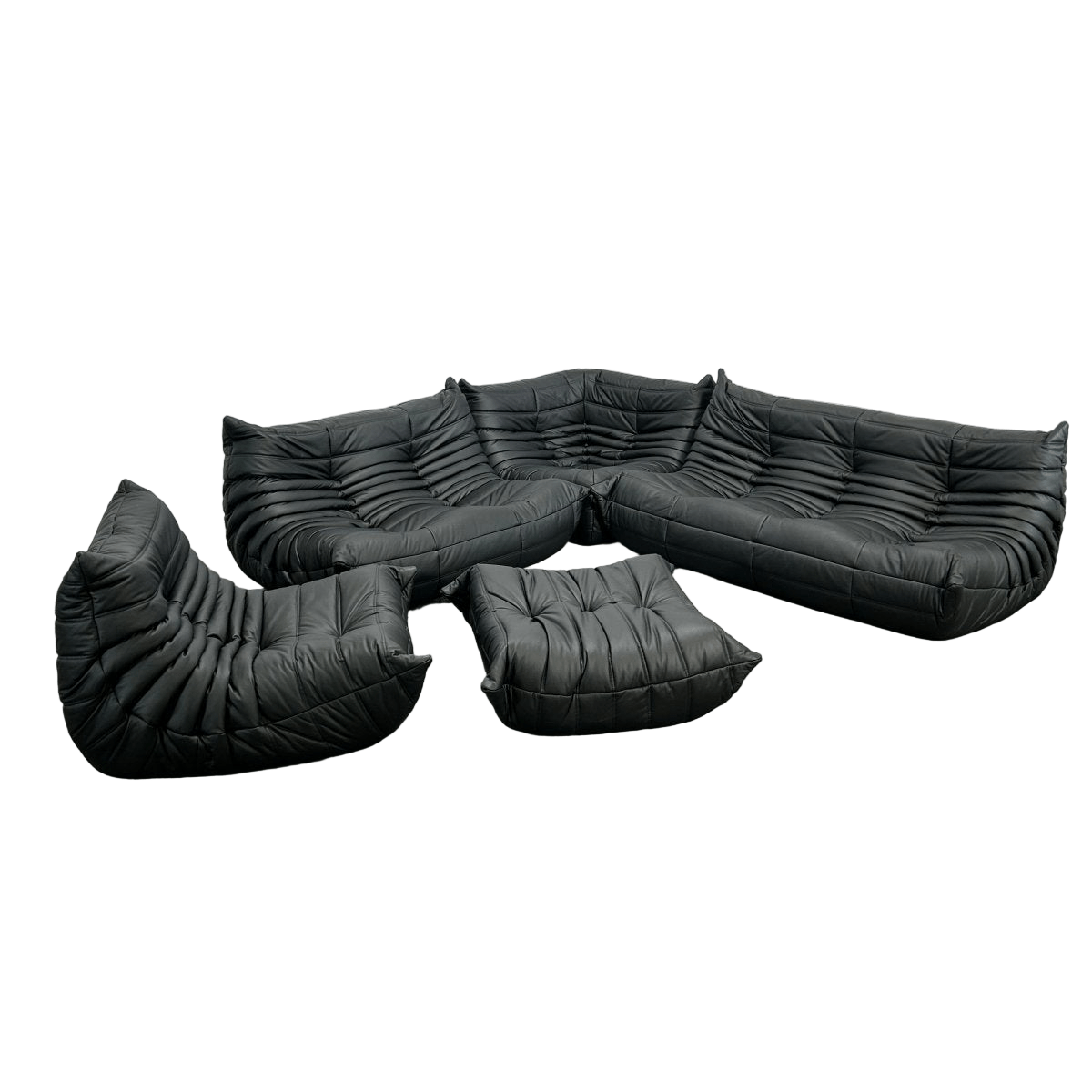 Ligne Roset by Michel Ducaroy Black Leather Togo Sofa, Set of Five @ REHAUS