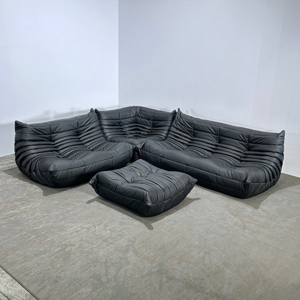 Ligne Roset by Michel Ducaroy Black Leather Togo Sofa, Set of Five @ REHAUS