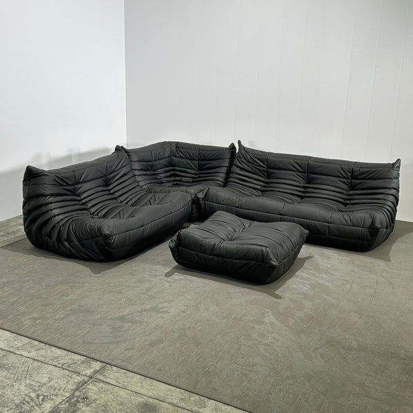 Ligne Roset by Michel Ducaroy Black Leather Togo Sofa, Set of Five @ REHAUS